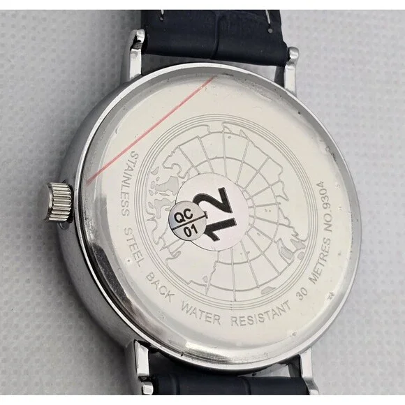 Man's Classic Luxury Round Date Silver Tone Case Blue Leather Strap Watch 13 - Picture 8 of 8